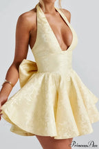 Elegant Evening Halter Bow Tie Party Dress image 7