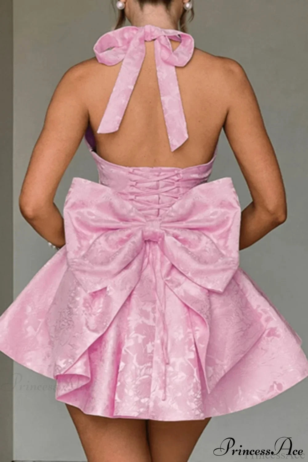 Elegant Evening Halter Bow Tie Party Dress image 10
