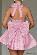Elegant Evening Halter Bow Tie Party Dress image 10