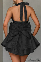 Elegant Evening Halter Bow Tie Party Dress image 5