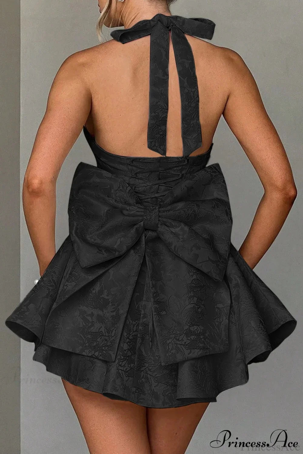 Elegant Evening Halter Bow Tie Party Dress image 5