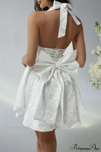 Elegant Evening Halter Bow Tie Party Dress image 3