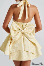 Elegant Evening Halter Bow Tie Party Dress image 8
