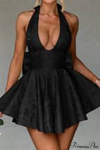 Elegant Evening Halter Bow Tie Party Dress image 4