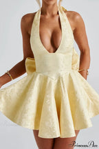 Elegant Evening Halter Bow Tie Party Dress image 6
