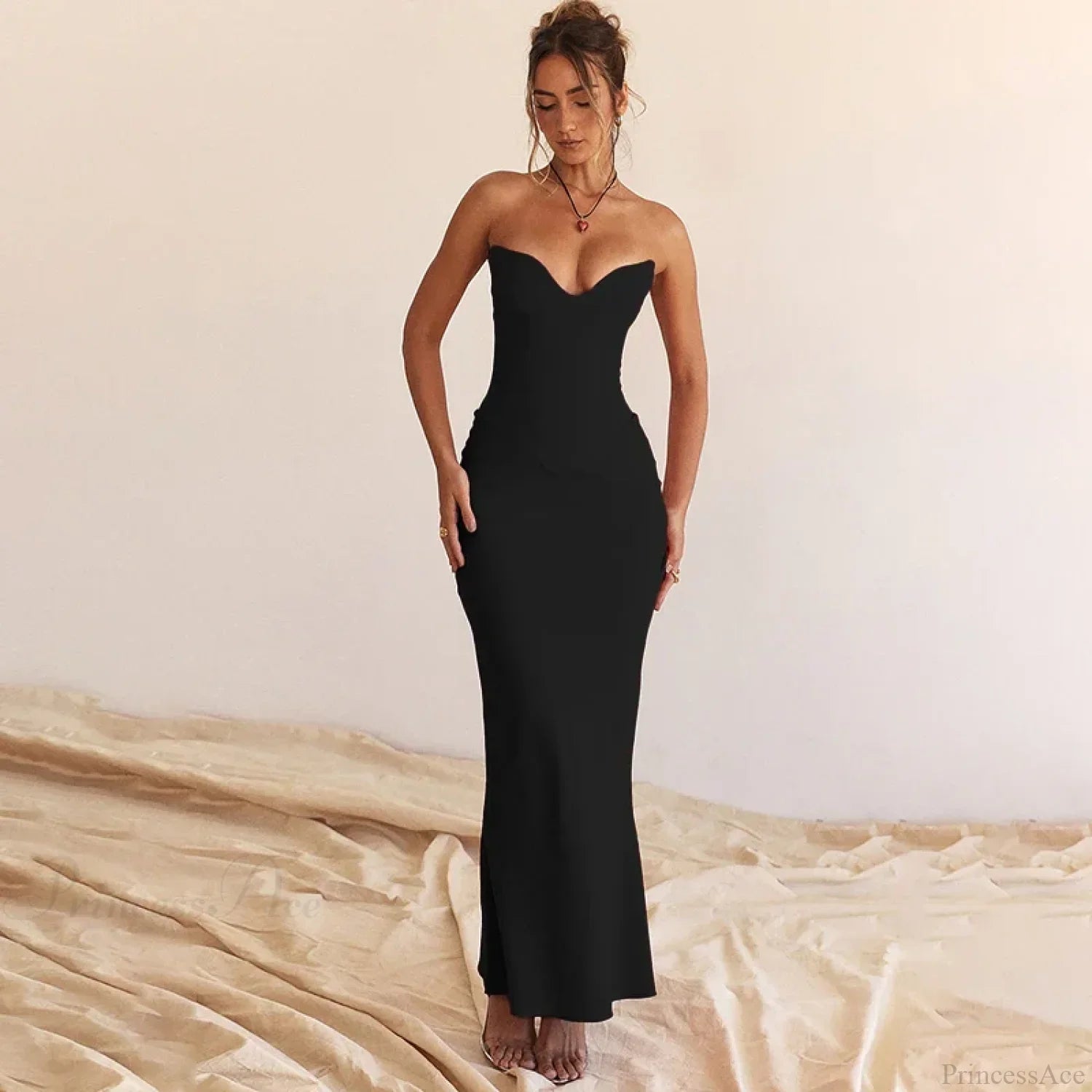 Elegant Fishbone Slim Sheath Fishtail Maxi Dress image 6