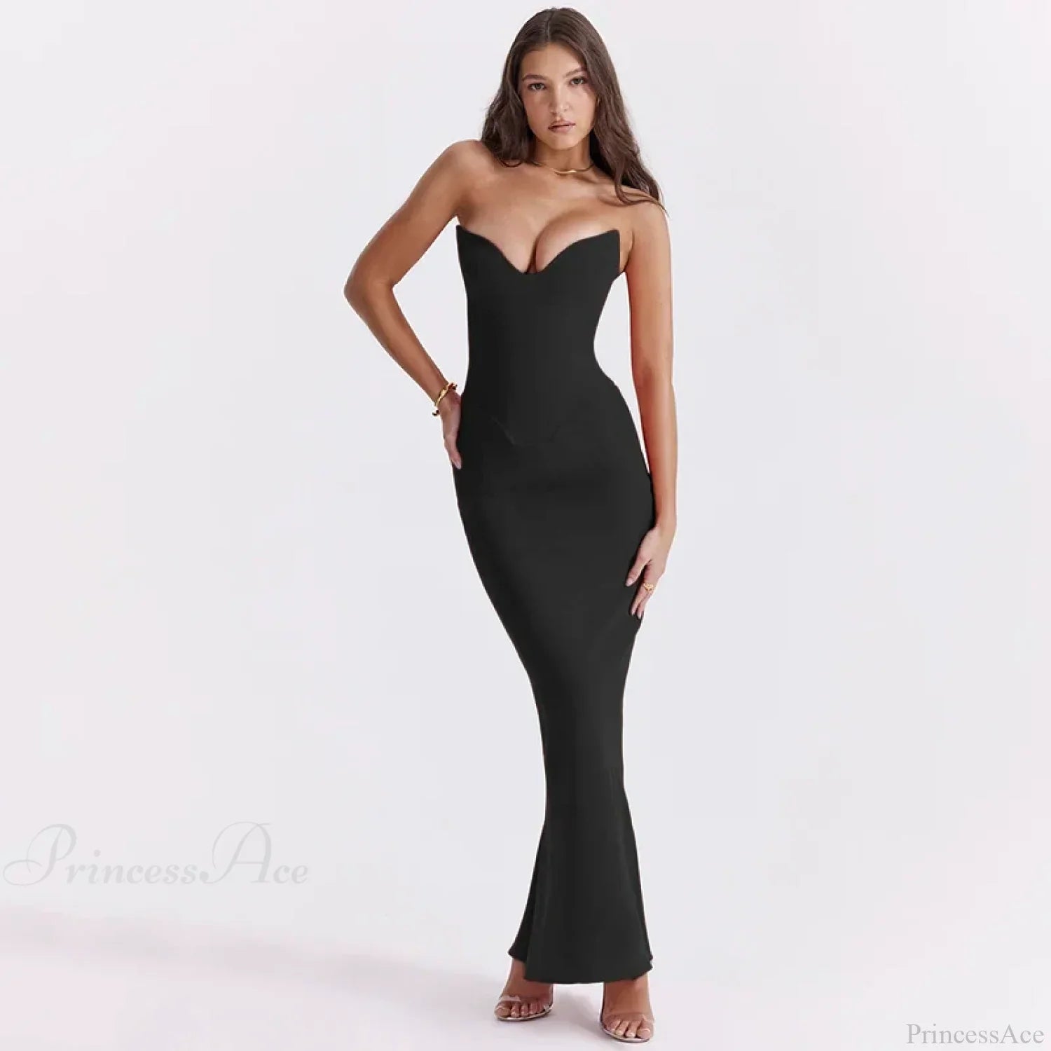 Elegant Fishbone Slim Sheath Fishtail Maxi Dress image 5