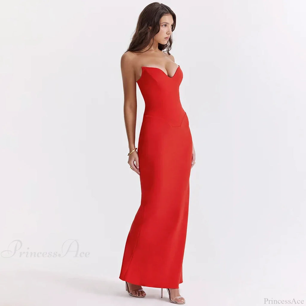 Elegant Fishbone Slim Sheath Fishtail Maxi Dress image 4