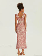 Elegant Floral Fishtail Lace Trim Wrap V-neck Bodycon Floral Dress image 5