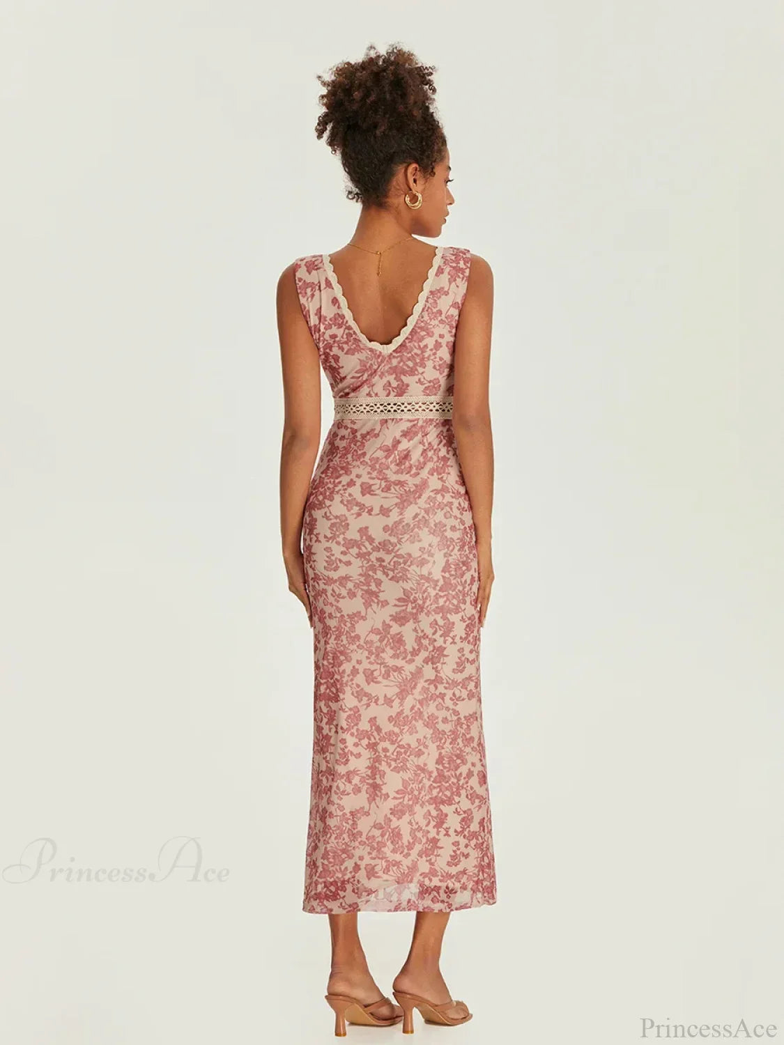 Elegant Floral Fishtail Lace Trim Wrap V-neck Bodycon Floral Dress image 5