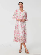 Elegant Floral Flowing Long Sleeve A-Line Floral Dress image 2