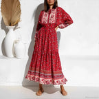 Elegant Floral Lace-up Tassel Rayon Maxi Boho Sundress image 2