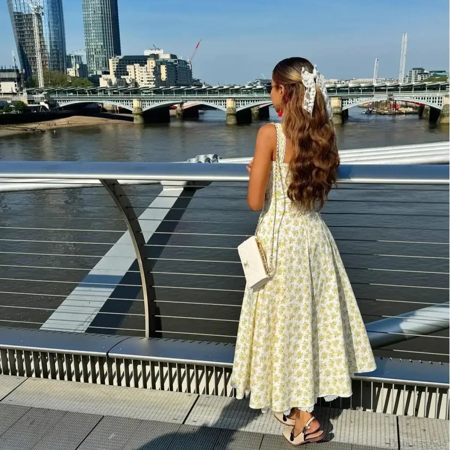 Elegant Floral Print Summer Midi Dress image 5