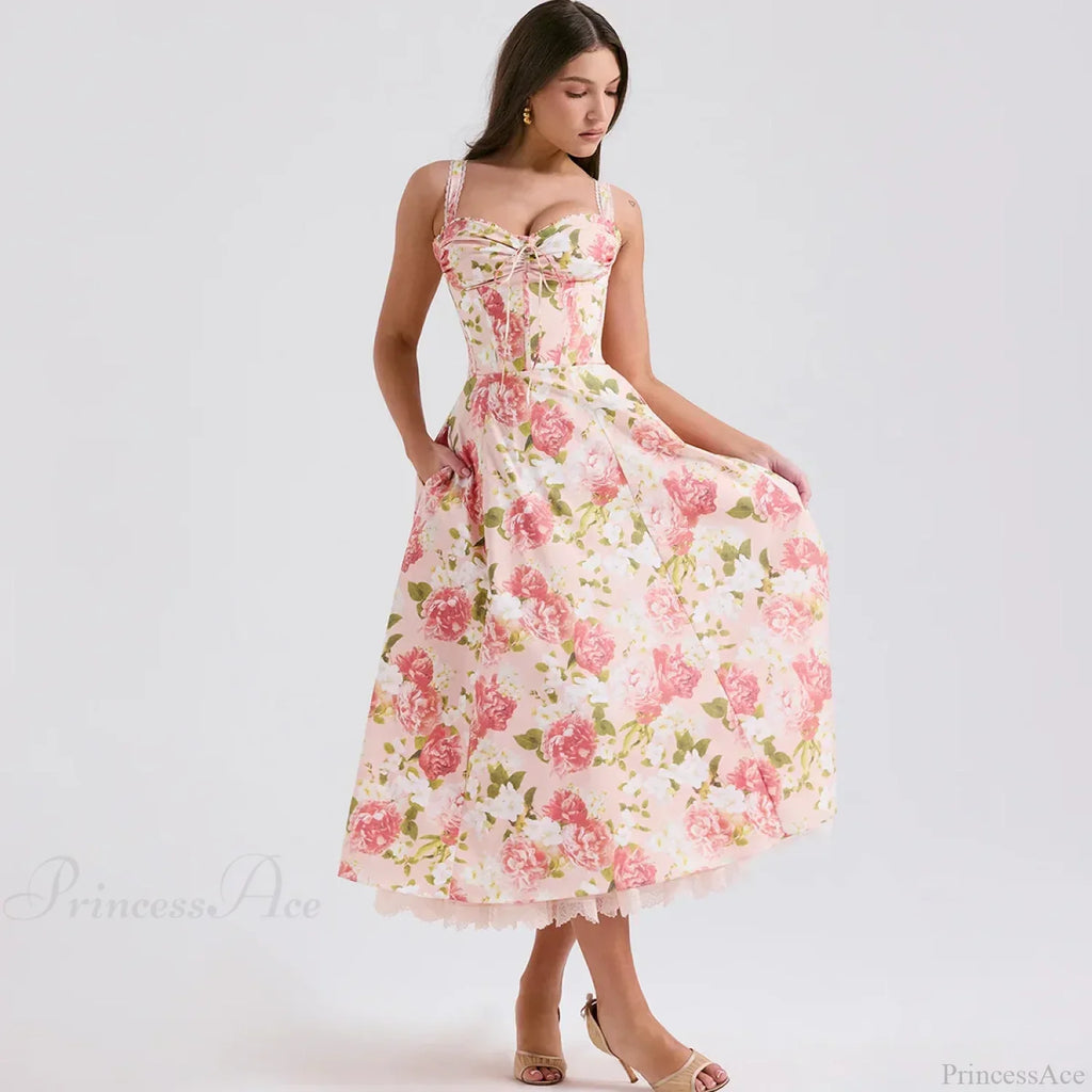 Elegant Floral Print Summer Midi Dress image 7