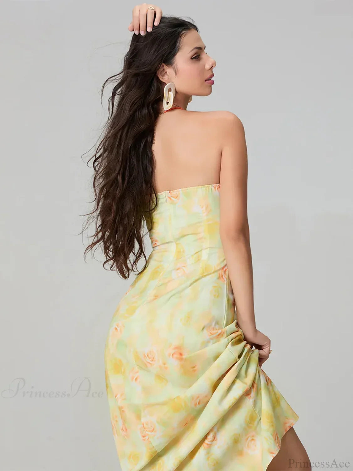 Elegant Floral Print Tube Backless Off-Shoulder Evening Gown Party Dress image 4