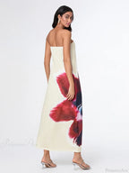 Elegant Floral Strapless Loose Fit Floral Dress image 6
