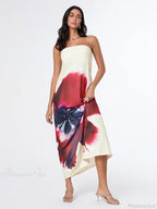 Elegant Floral Strapless Loose Fit Floral Dress image 3