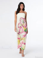 Elegant Floral Strapless Loose Fit Floral Dress image 7