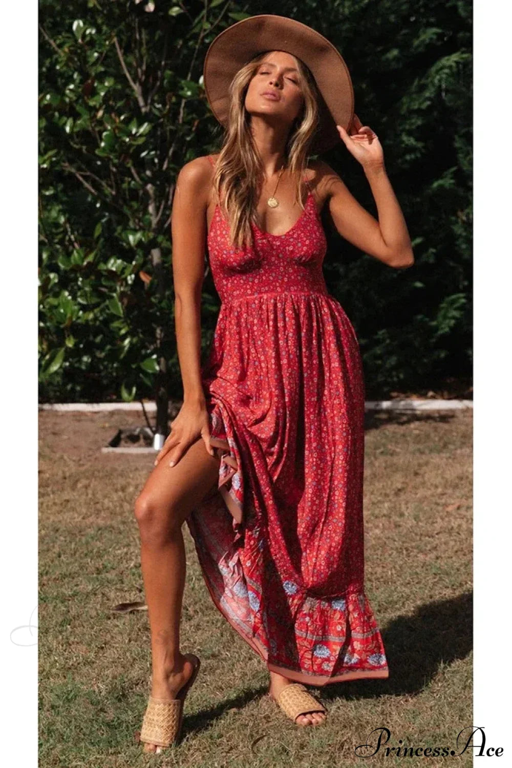 Elegant Floral V-Neck Sleeveless Boho Dress image 3