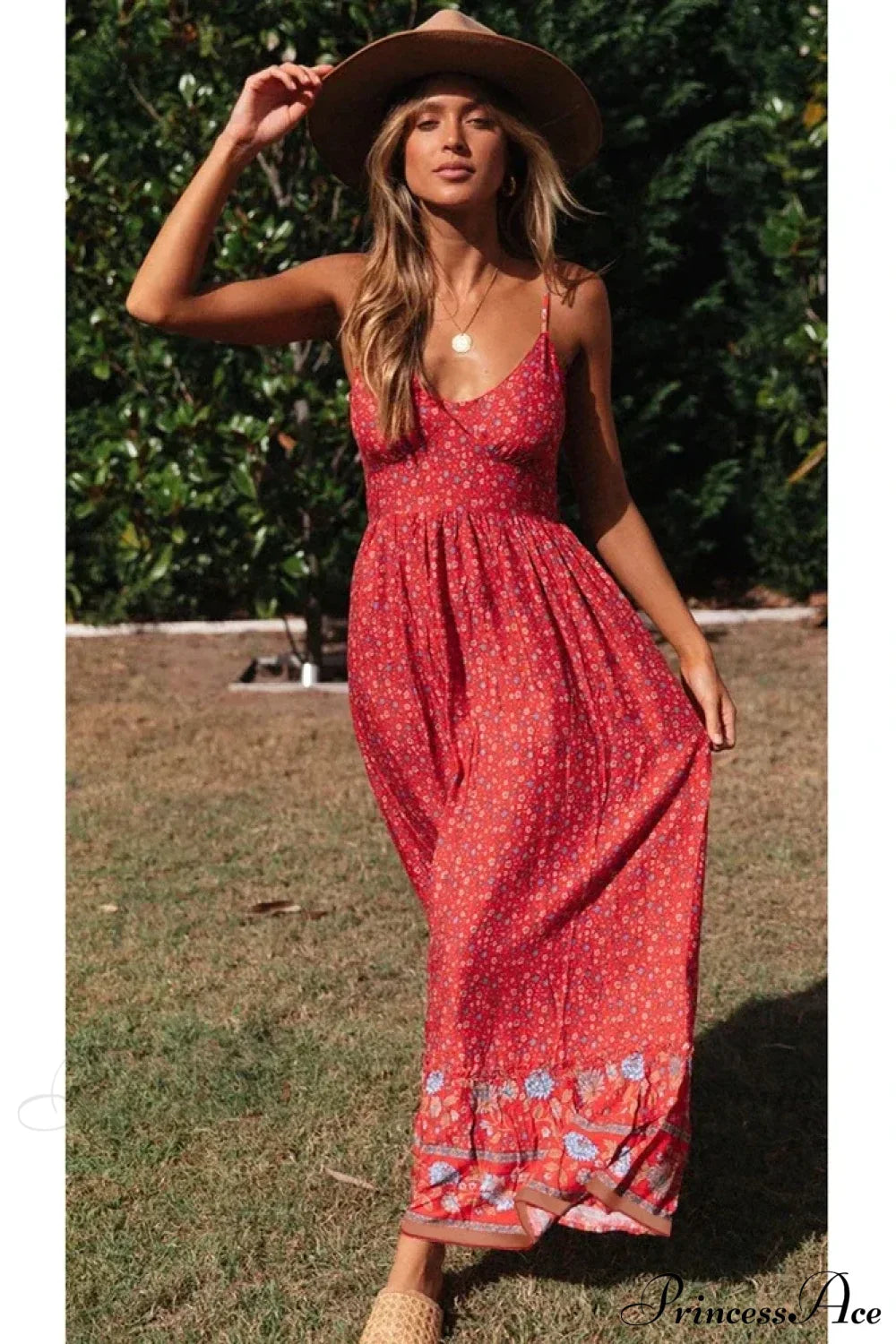 Elegant Floral V-Neck Sleeveless Boho Dress image 2