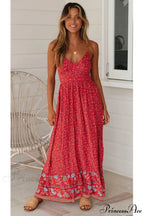 Elegant Floral V-Neck Sleeveless Boho Dress image 1