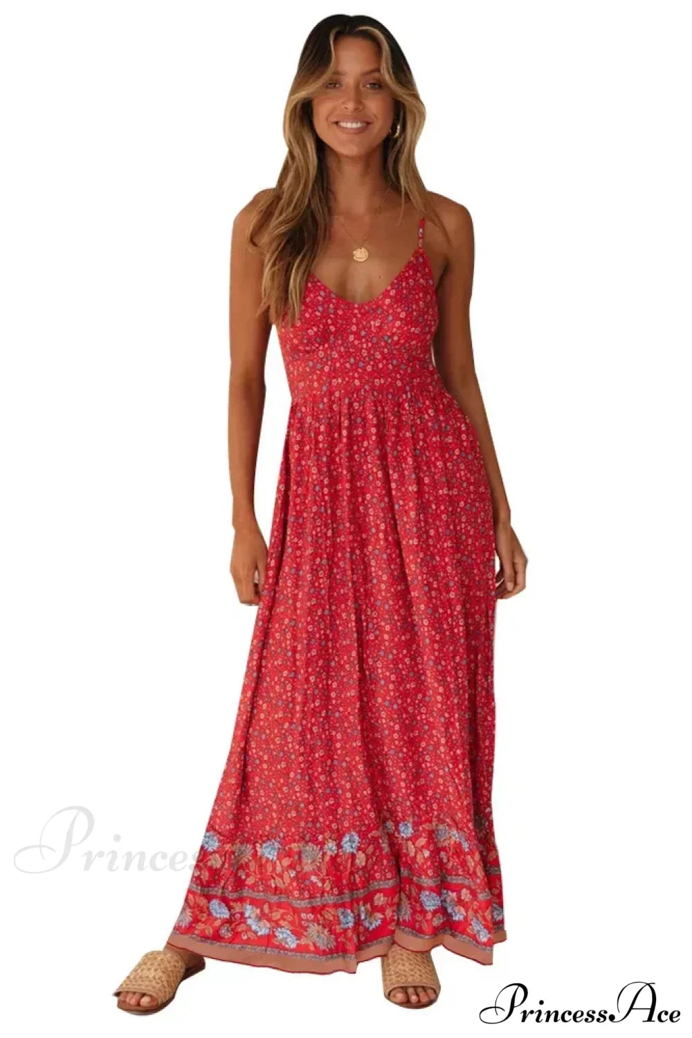 Elegant Floral V-Neck Sleeveless Boho Dress image 9