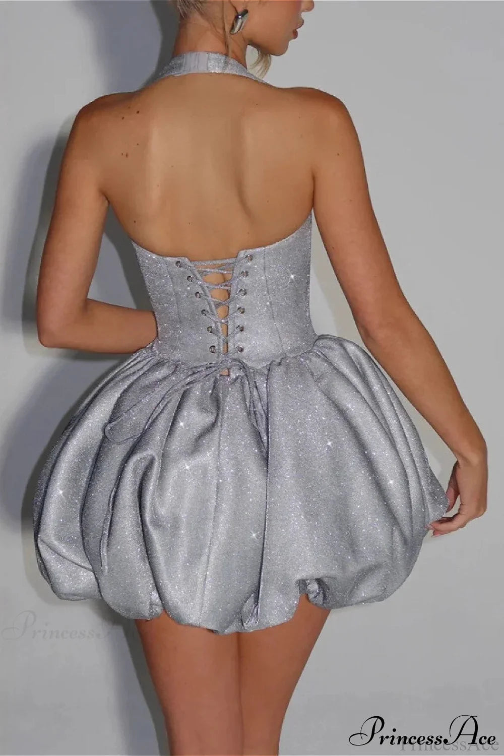 Elegant Halter Tie Puff Party Dress image 2