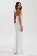 Elegant Halter Tulle Paneled Bodycon Maxi Evening Dress image 4