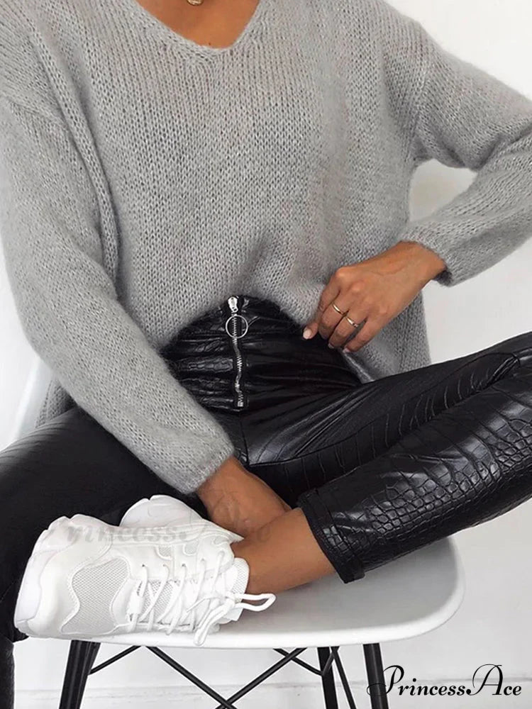 Elegant High Waist Faux Leather Pants image 3