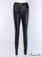 Elegant High Waist Faux Leather Pants image 4