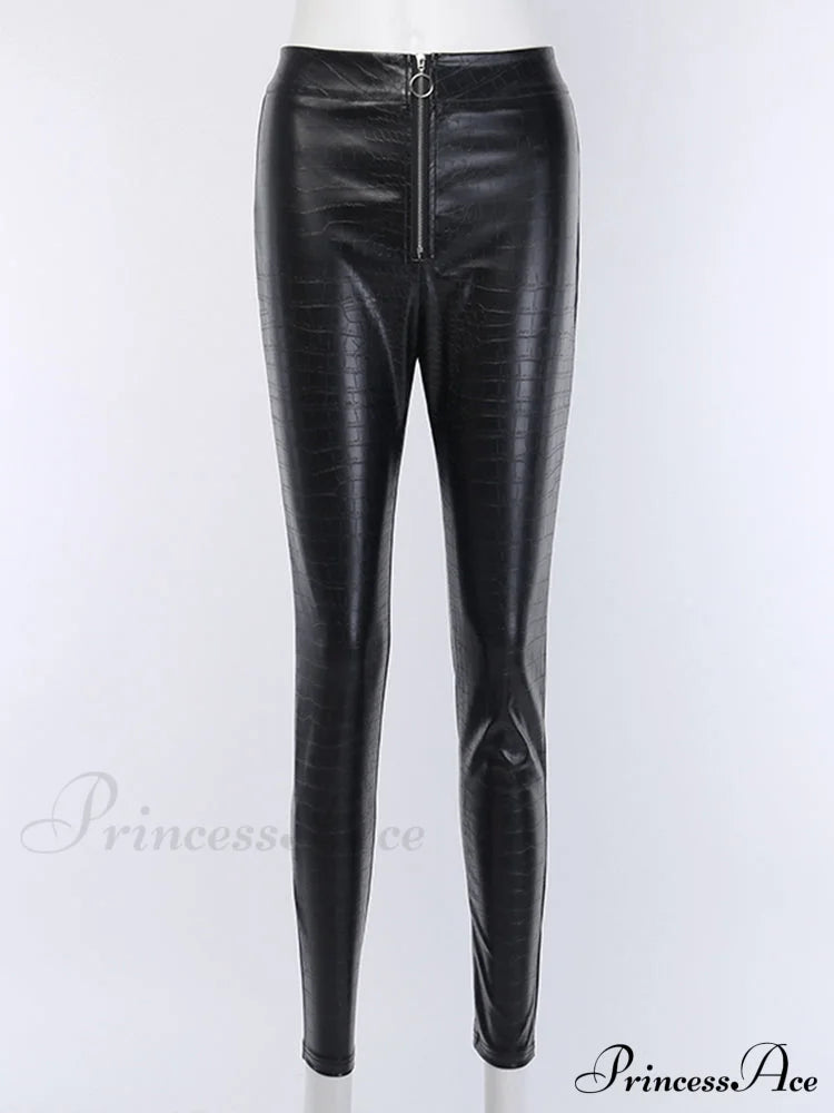 Elegant High Waist Faux Leather Pants image 4