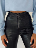 Elegant High Waist Faux Leather Pants image 6