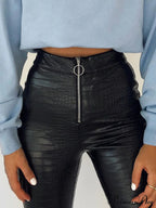 Elegant High Waist Faux Leather Pants image 6
