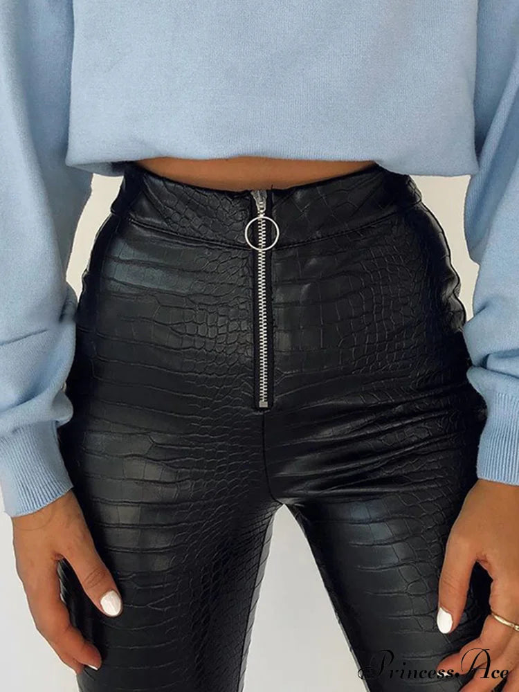 Elegant High Waist Faux Leather Pants image 6