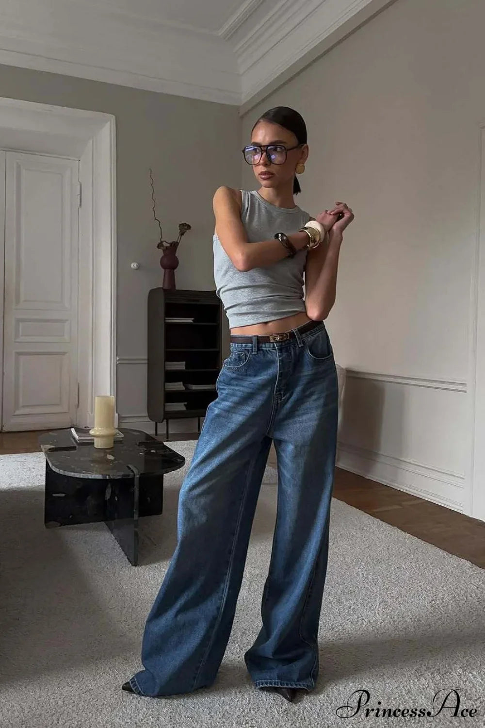 Elegant High Waist Loose Straight Leg Jeans image 5