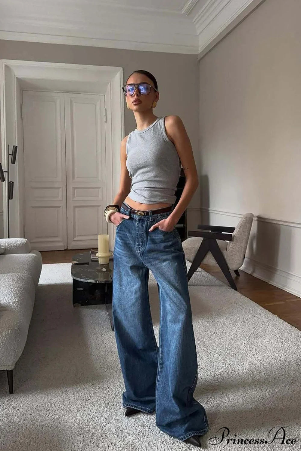 Elegant High Waist Loose Straight Leg Jeans image 2