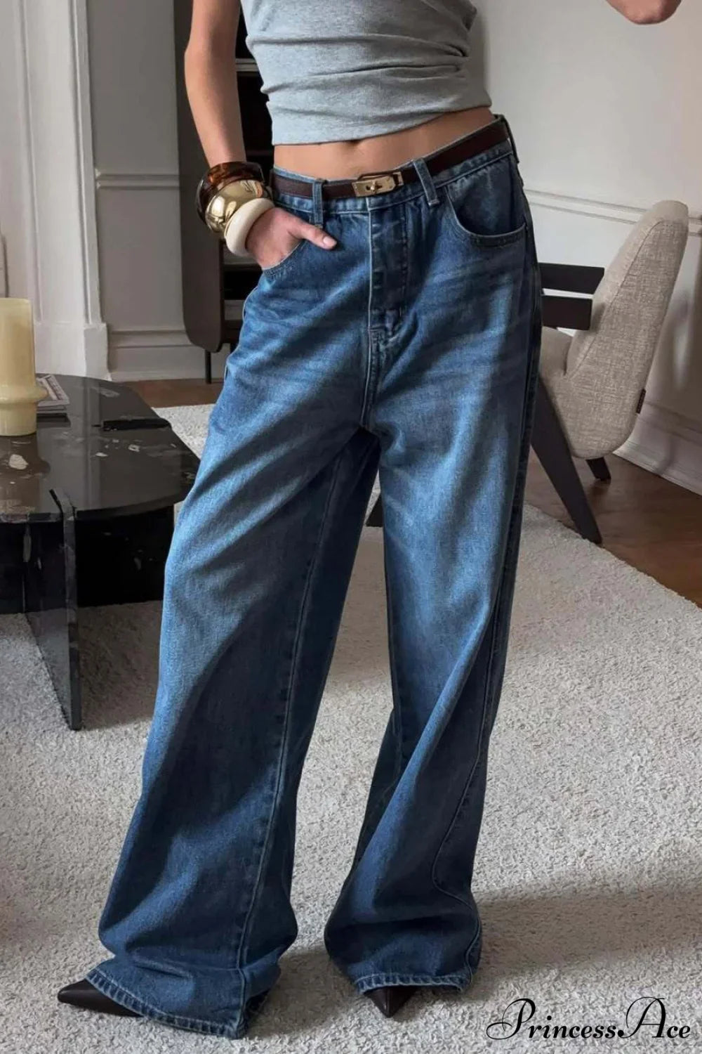 Elegant High Waist Loose Straight Leg Jeans image 1