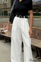 Elegant High Waist White Wide Leg Pants image 3