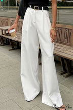 Elegant High Waist White Wide Leg Pants image 2