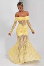 Elegant Lace Off-the-Shoulder Long Sleeve Bodycon Evening Dress image 5