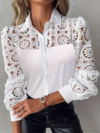 Elegant Lace Patchwork White Blouse image 6