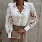 Elegant Lace Patchwork White Blouse image 10