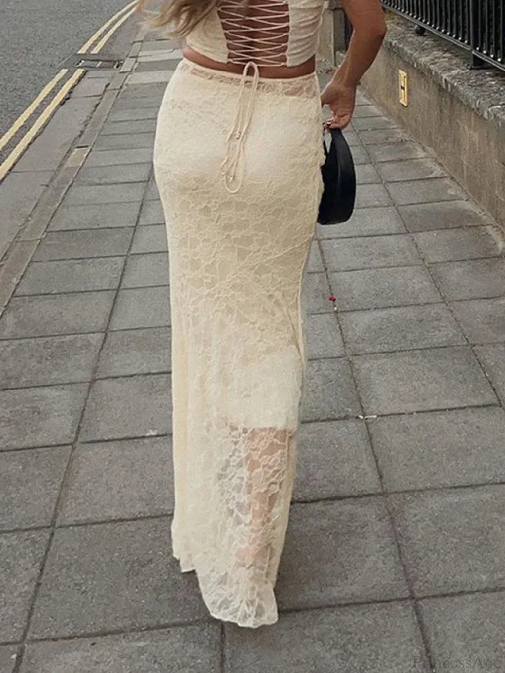 Elegant Lace Trumpet Skirt Holiday See Through Maxi Skirt image 2