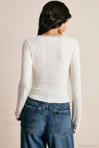 Elegant Lace V-Neck Slim Fitted Long Sleeve Tee image 3
