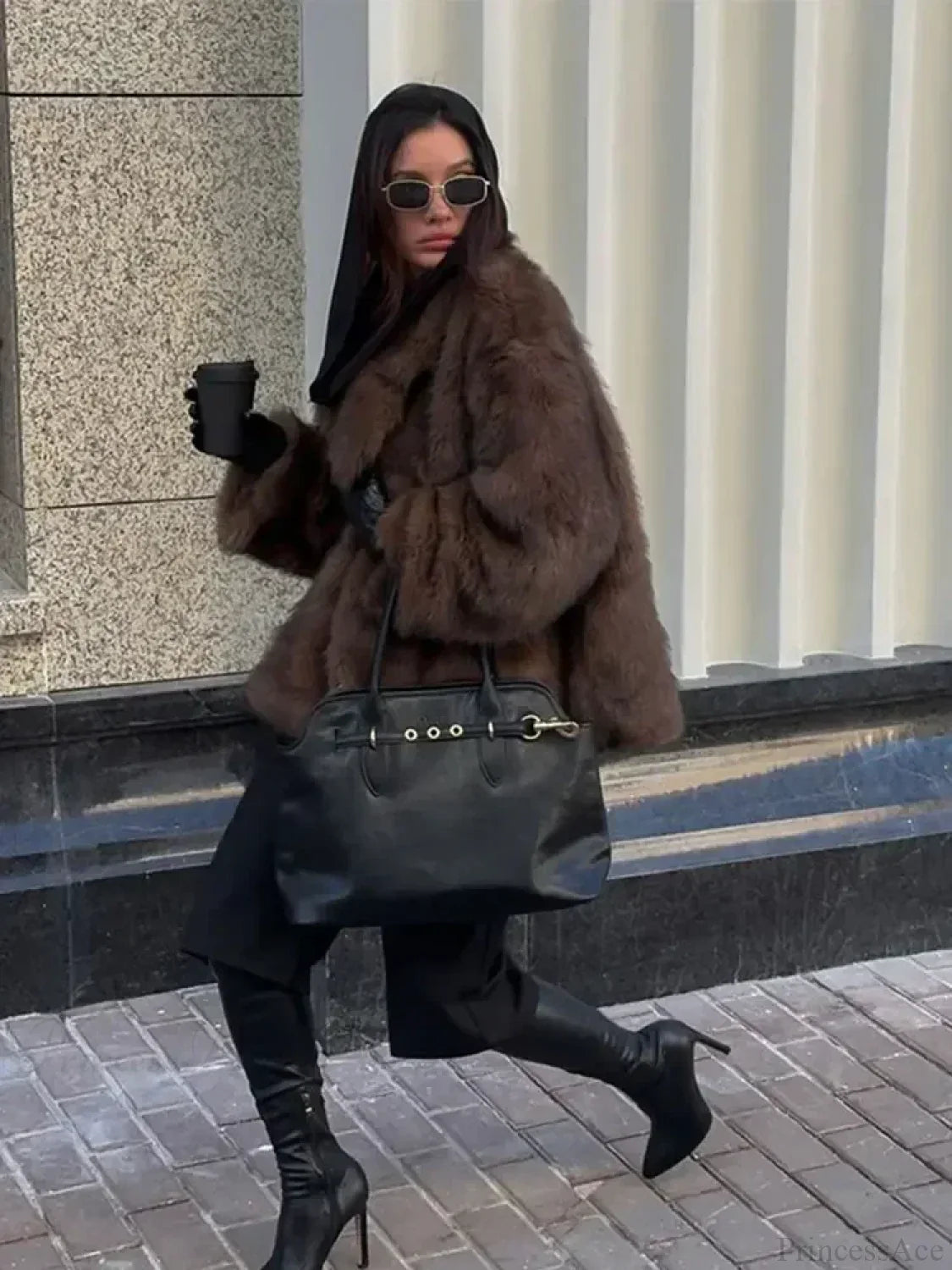Elegant Lapel Fluffy Long Coat image 4