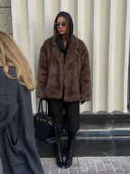 Elegant Lapel Fluffy Long Coat image 7