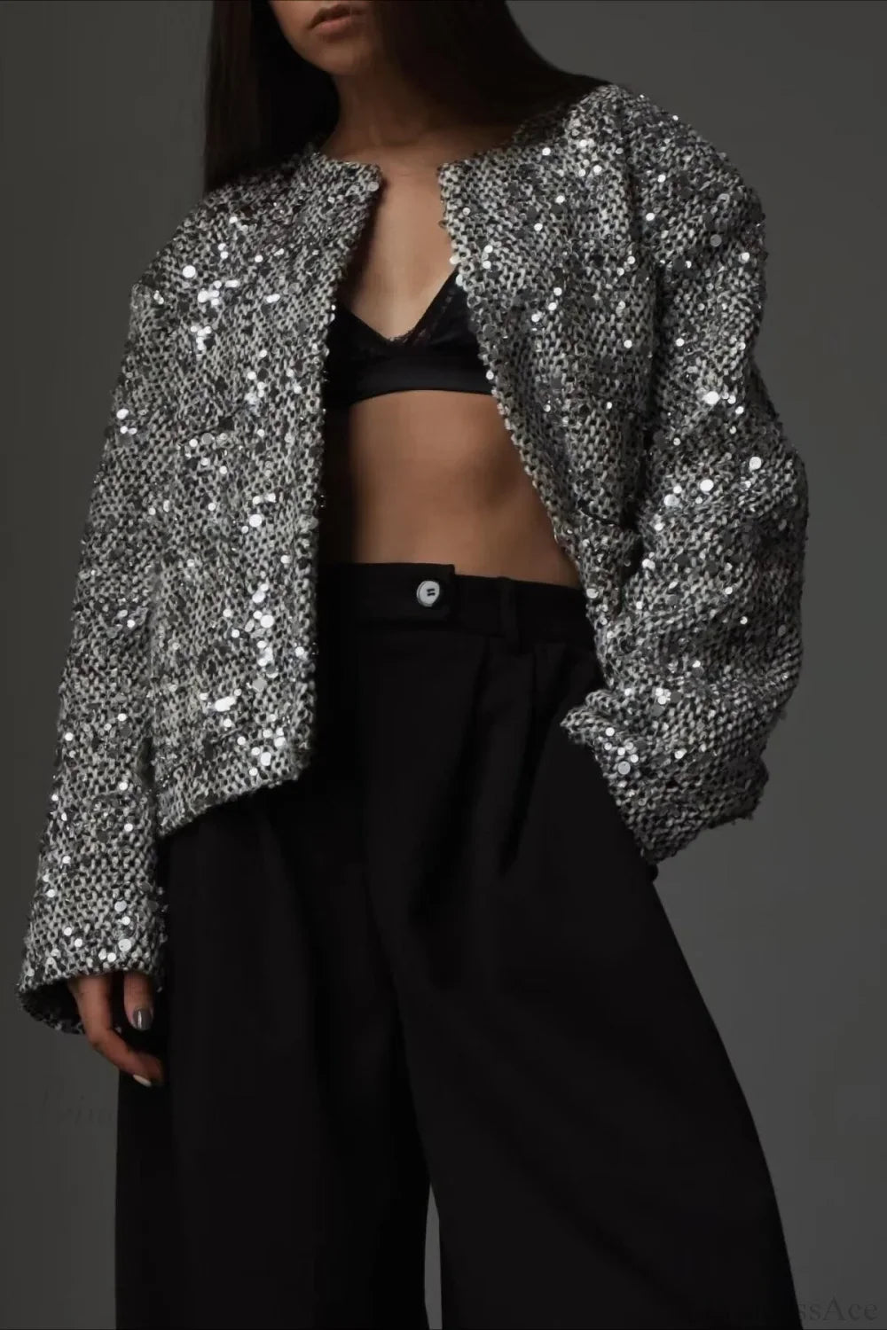 Elegant Luxurious Tweed Sequin Jacket image 1