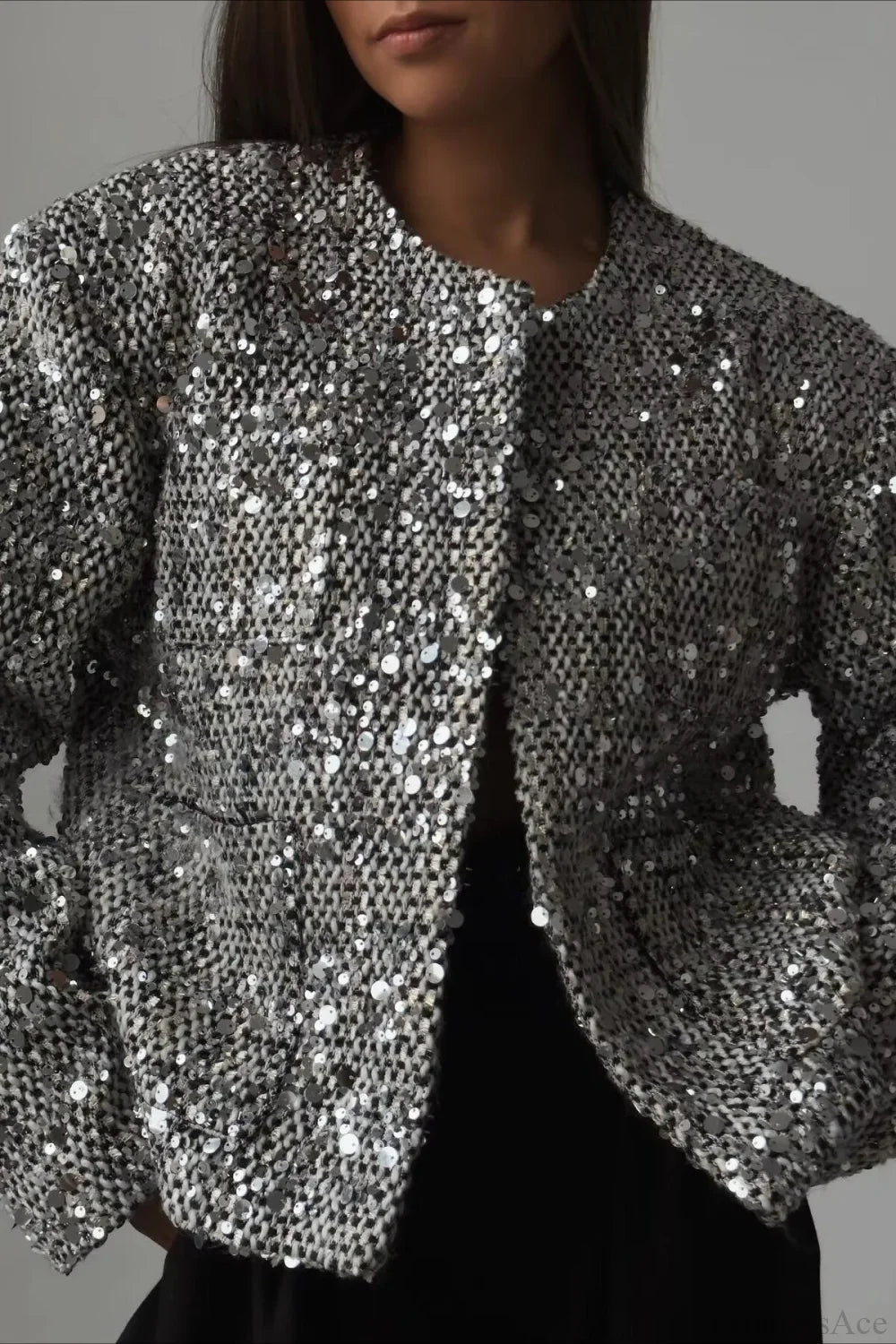 Elegant Luxurious Tweed Sequin Jacket image 2