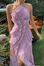 Elegant Neck Strap Ruffles Backless Floral Dress image 1