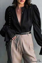 Elegant Neckline Mandarin - Flounce Blouse Solid 3 Color Options image 17
